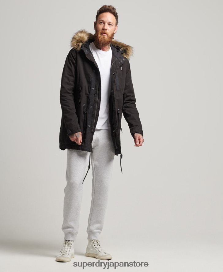 ミリタリーフェイクファーパーカージャケット 男性 Superdry 衣類 濃い灰色 2J62PZ4490