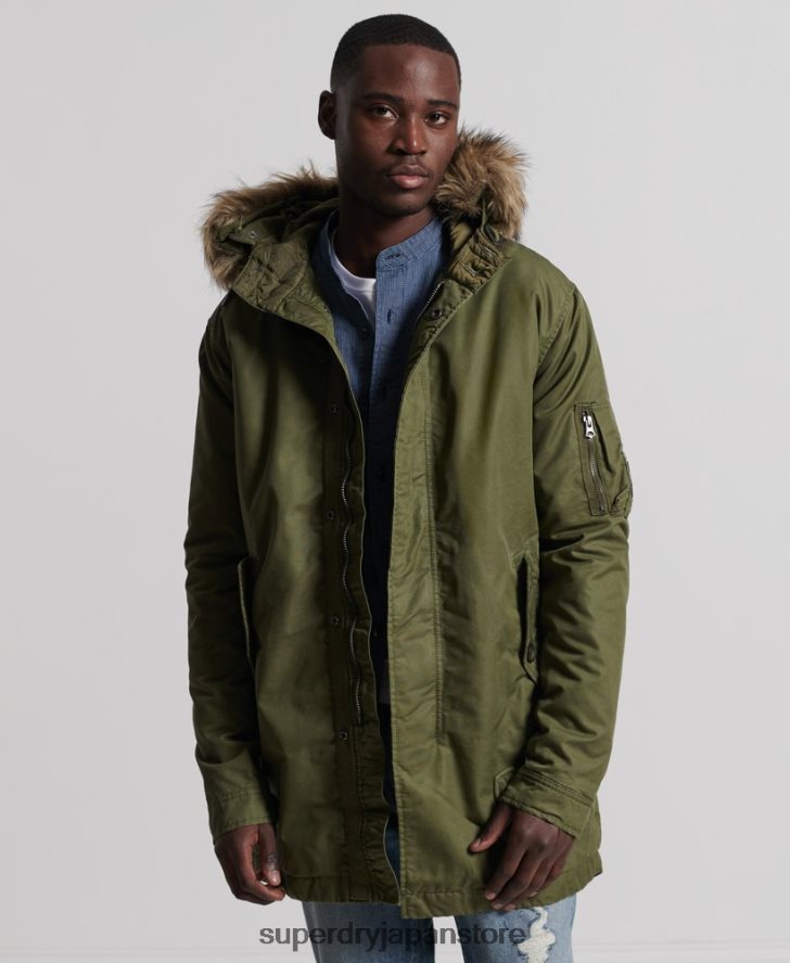 サービスフェイクファートリムパーカーコート 男性 Superdry 衣類 カーキ 2J62PZ4493