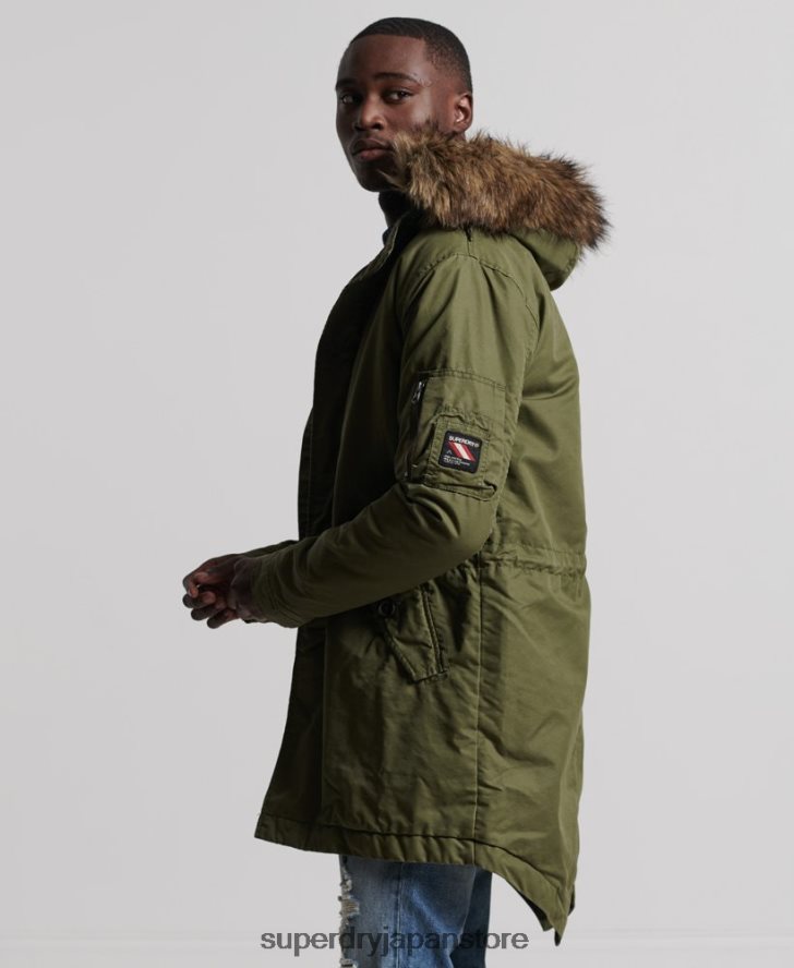 サービスフェイクファートリムパーカーコート 男性 Superdry 衣類 カーキ 2J62PZ4493