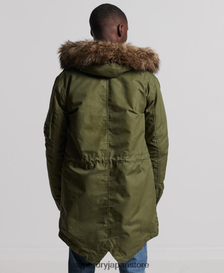 サービスフェイクファートリムパーカーコート 男性 Superdry 衣類 カーキ 2J62PZ4493