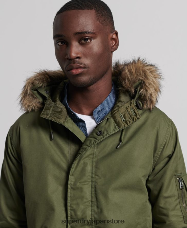 サービスフェイクファートリムパーカーコート 男性 Superdry 衣類 カーキ 2J62PZ4493