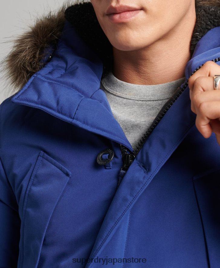フード付きエベレスト フェイクファー パーカー 男性 Superdry 衣類 海軍 2J62PZ4498