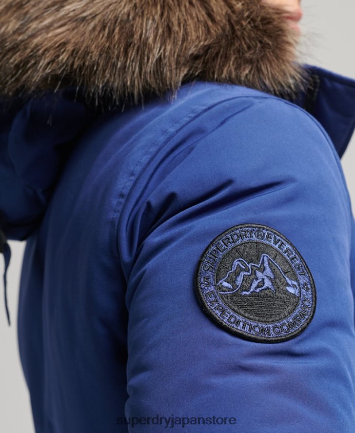 フード付きエベレスト フェイクファー パーカー 男性 Superdry 衣類 海軍 2J62PZ4498