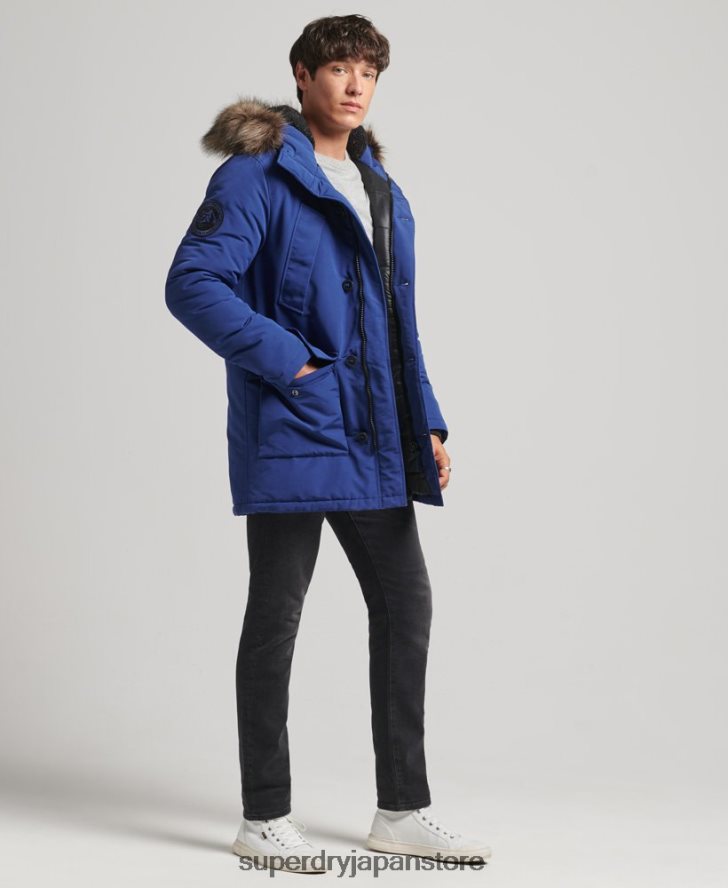 フード付きエベレスト フェイクファー パーカー 男性 Superdry 衣類 海軍 2J62PZ4498