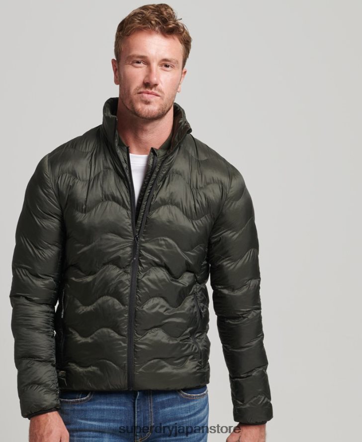 ショートキルティングライトパファージャケット 男性 Superdry 衣類 緑 2J62PZ4499