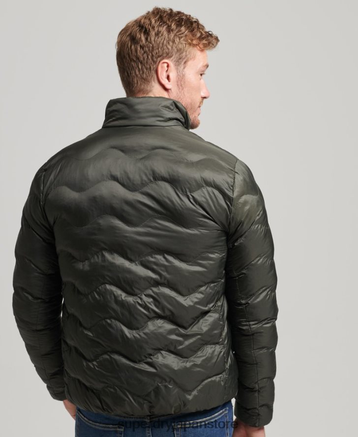 ショートキルティングライトパファージャケット 男性 Superdry 衣類 緑 2J62PZ4499