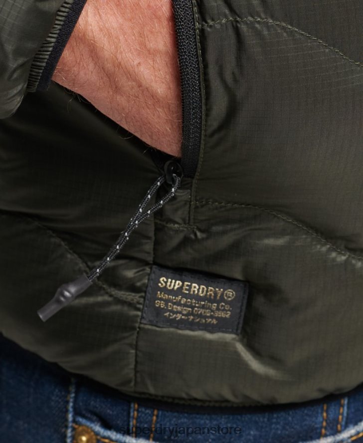 ショートキルティングライトパファージャケット 男性 Superdry 衣類 緑 2J62PZ4499