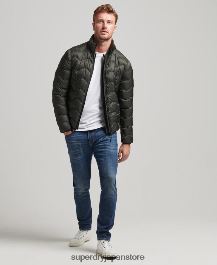 ショートキルティングライトパファージャケット 男性 Superdry 衣類 緑 2J62PZ4499