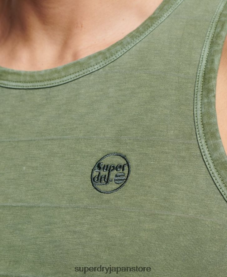 オーガニックコットンのヴィンテージテクスチャータンクトップ 男性 Superdry 衣類 カーキ 2J62PZ44