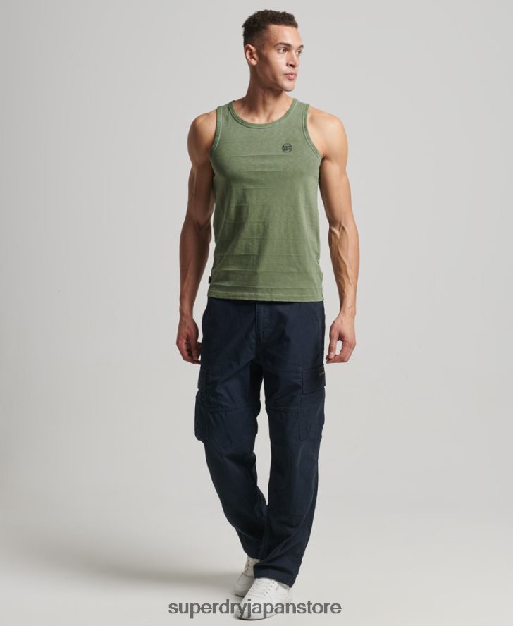 オーガニックコットンのヴィンテージテクスチャータンクトップ 男性 Superdry 衣類 カーキ 2J62PZ44