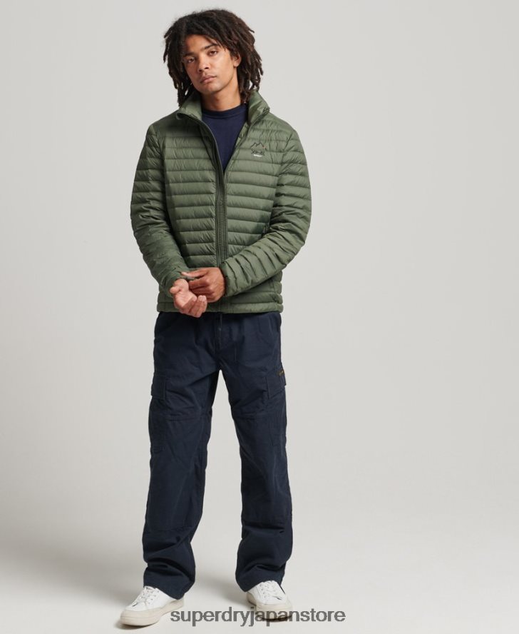 テックコアダウンジャケット 男性 Superdry 衣類 カーキ 2J62PZ4504