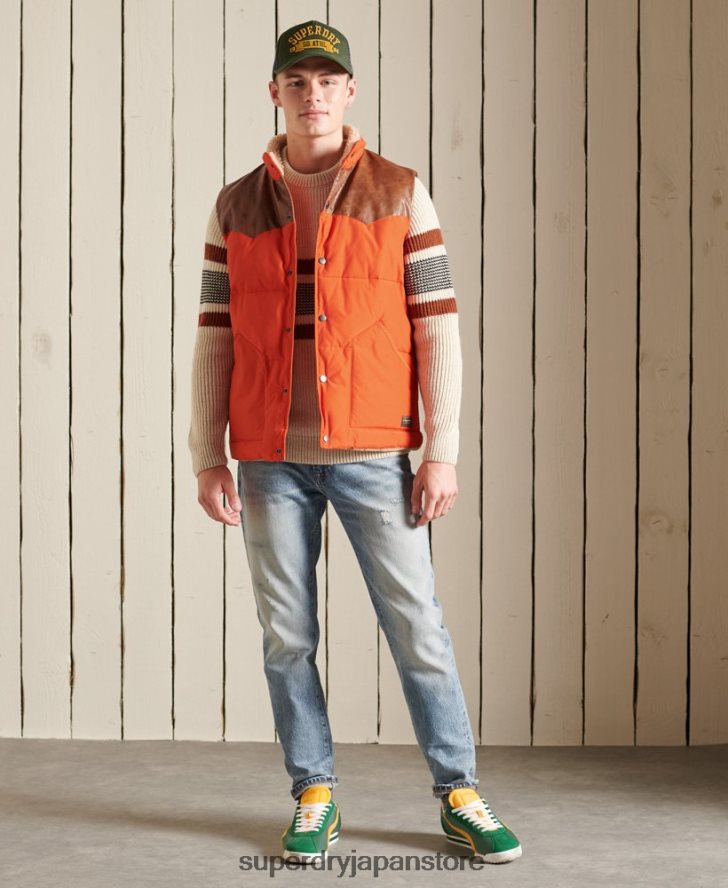 マウンテンレザーミックスジレ 男性 Superdry 衣類 オレンジ 2J62PZ4505