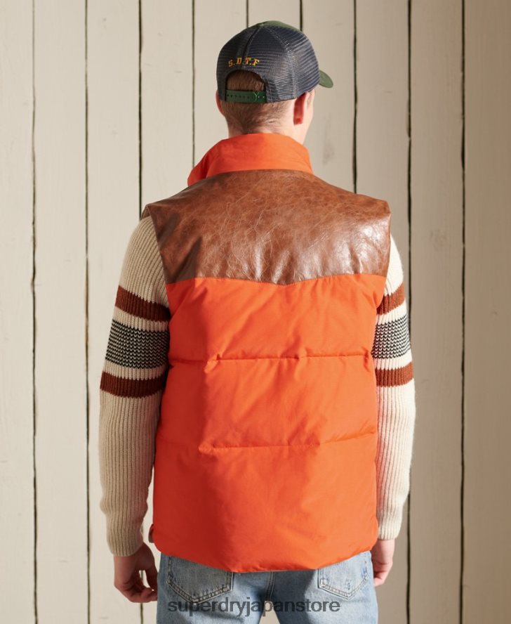 マウンテンレザーミックスジレ 男性 Superdry 衣類 オレンジ 2J62PZ4505