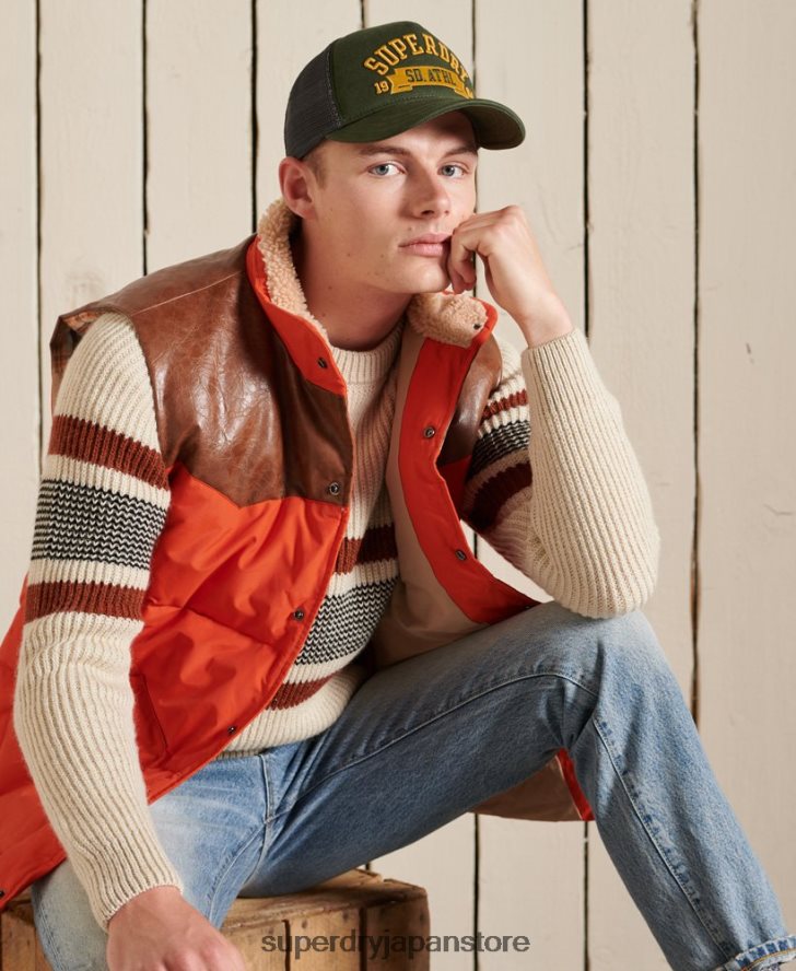 マウンテンレザーミックスジレ 男性 Superdry 衣類 オレンジ 2J62PZ4505
