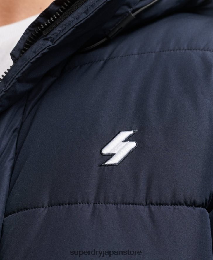 ロゴ入りフード付き延縄コート 男性 Superdry 衣類 海軍 2J62PZ4520