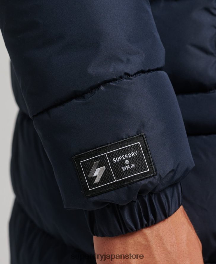 ロゴ入りフード付き延縄コート 男性 Superdry 衣類 海軍 2J62PZ4520