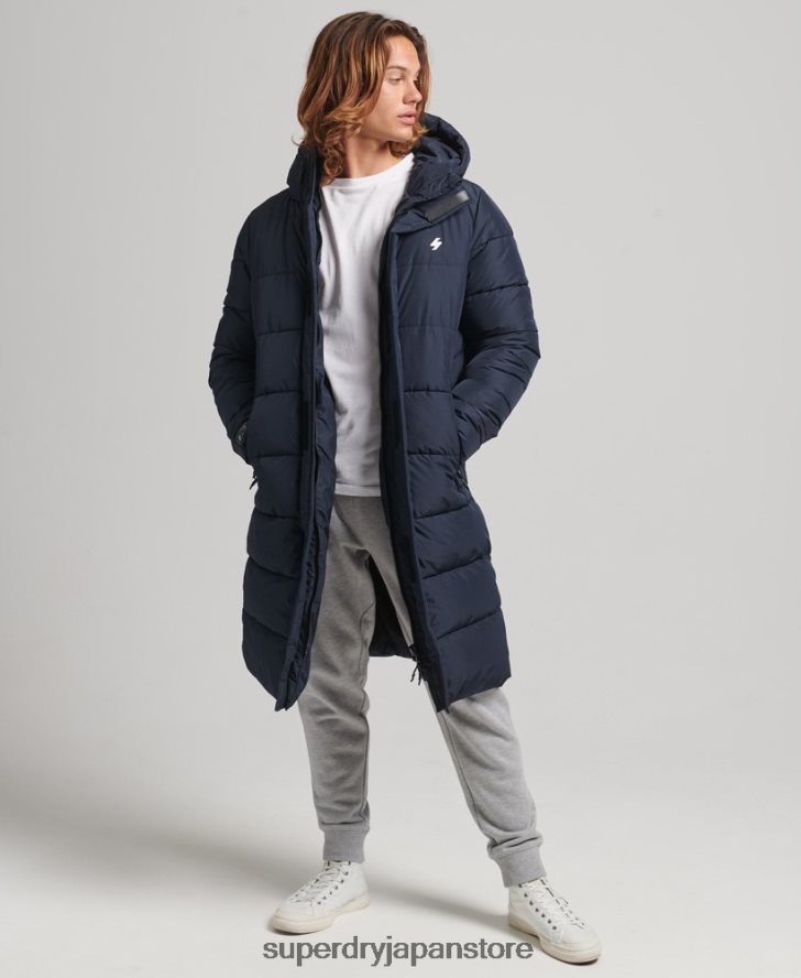 ロゴ入りフード付き延縄コート 男性 Superdry 衣類 海軍 2J62PZ4520