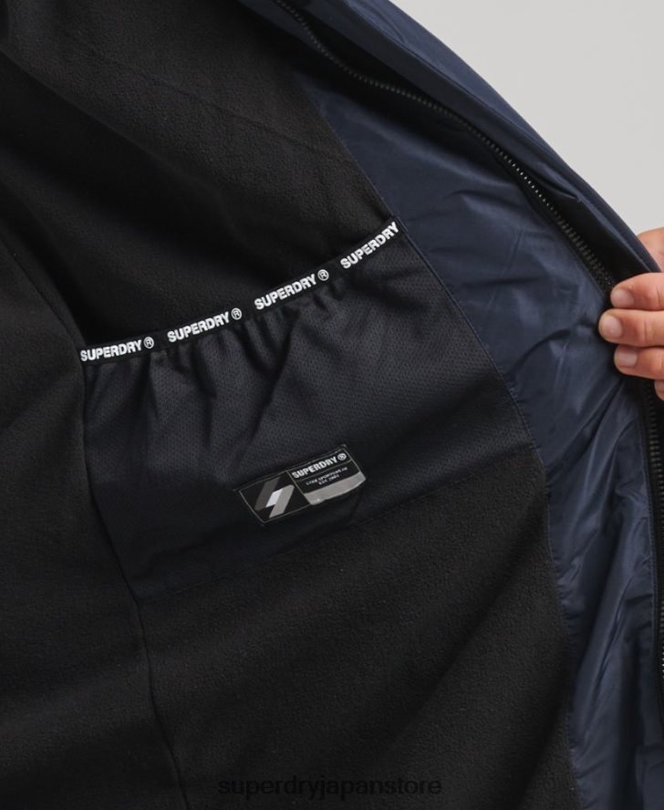 ロゴ入りフード付き延縄コート 男性 Superdry 衣類 海軍 2J62PZ4520