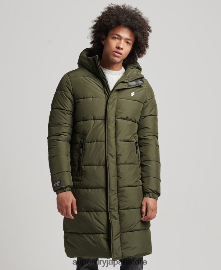 ロゴ入りフード付き延縄コート 男性 Superdry 衣類 カーキ 2J62PZ4526