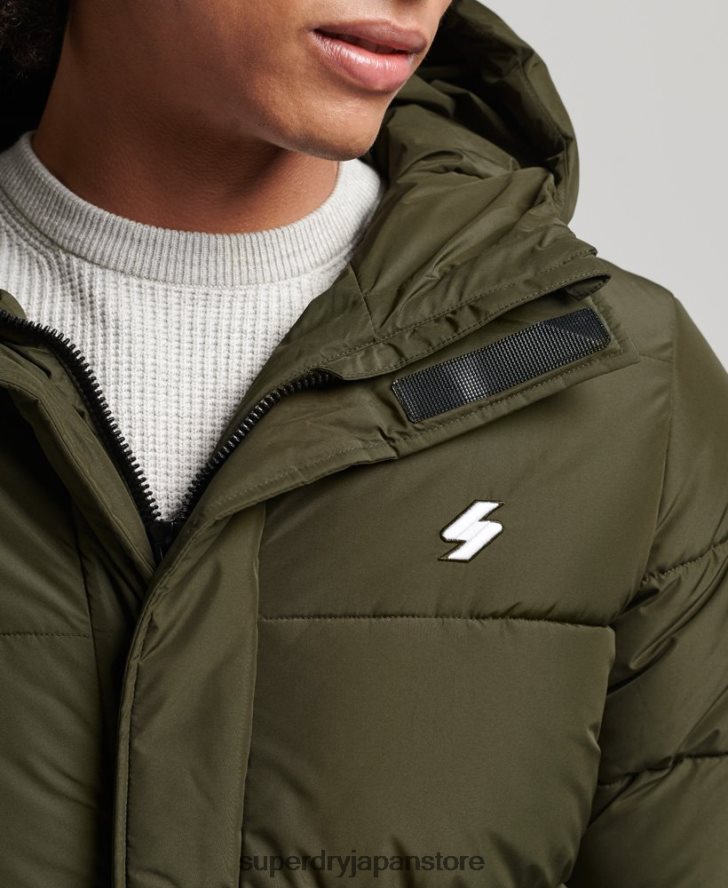 ロゴ入りフード付き延縄コート 男性 Superdry 衣類 カーキ 2J62PZ4526