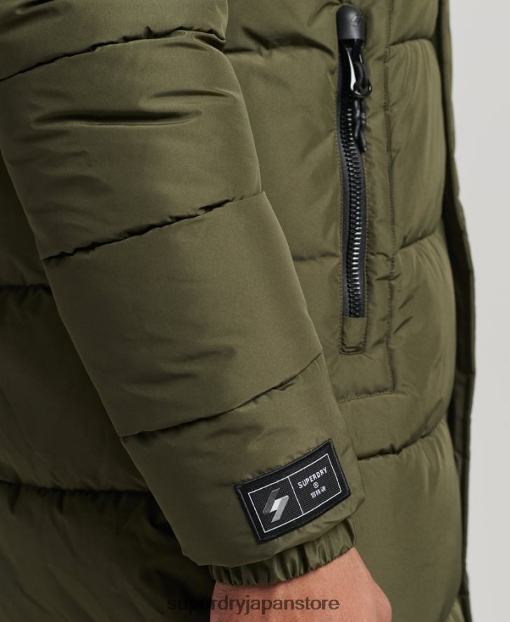 ロゴ入りフード付き延縄コート 男性 Superdry 衣類 カーキ 2J62PZ4526