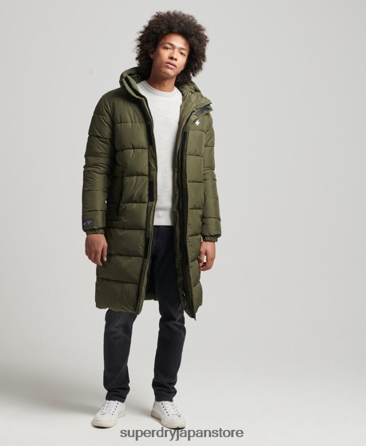 ロゴ入りフード付き延縄コート 男性 Superdry 衣類 カーキ 2J62PZ4526