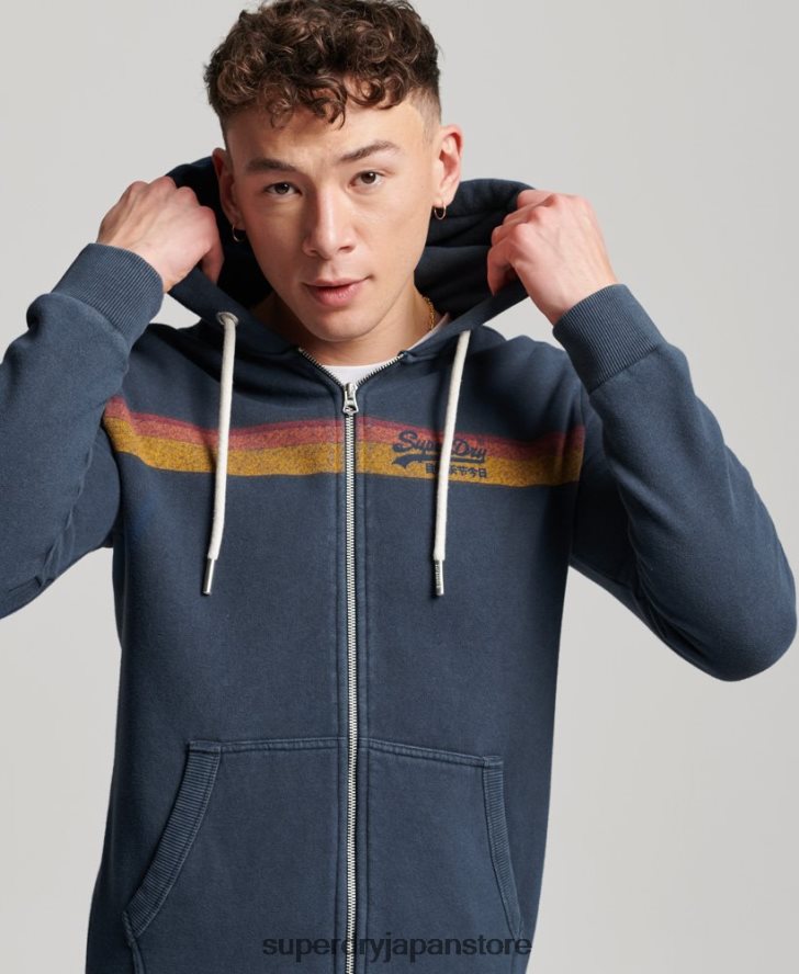 ヴィンテージロゴカリジップパーカー 男性 Superdry 衣類 海軍 2J62PZ454