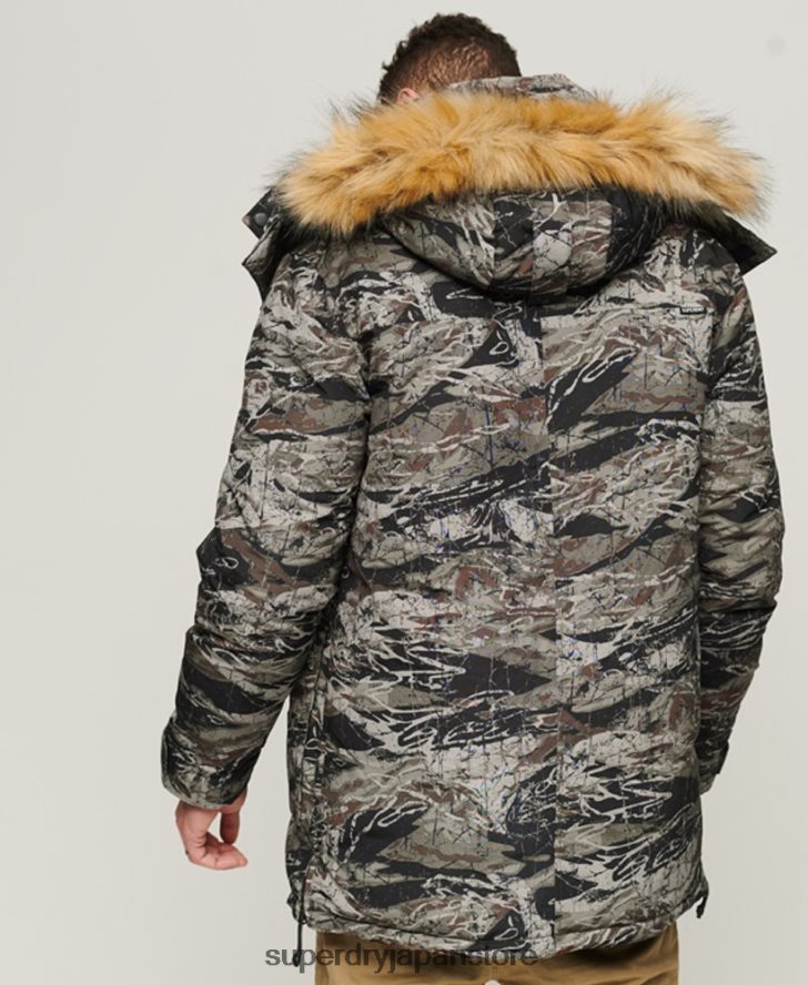 フェイクファーフード付きエベレストパーカージャケット 男性 Superdry 衣類 緑 2J62PZ4547