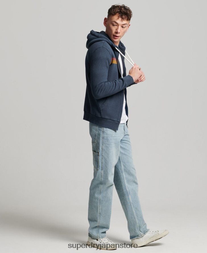 ヴィンテージロゴカリジップパーカー 男性 Superdry 衣類 海軍 2J62PZ454