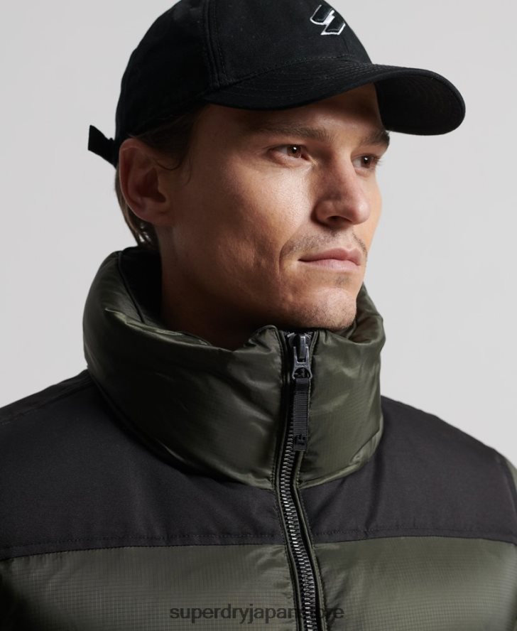 はえ縄ダウンダウンコート 男性 Superdry 衣類 カーキ 2J62PZ4556