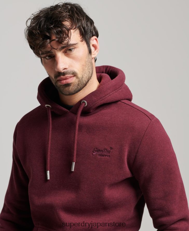 ヴィンテージロゴ刺繍パーカー 男性 Superdry 衣類 赤 2J62PZ455