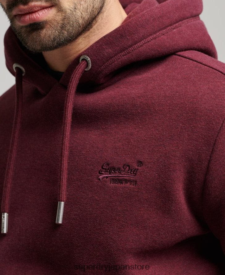 ヴィンテージロゴ刺繍パーカー 男性 Superdry 衣類 赤 2J62PZ455