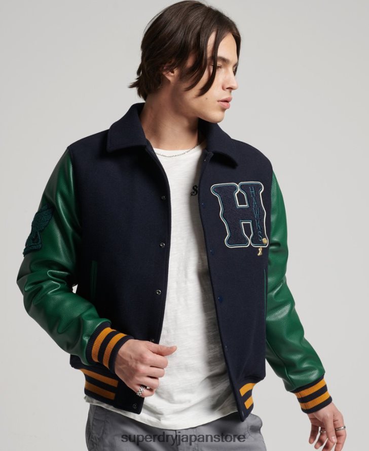混合代表ボンバージャケット 男性 Superdry 衣類 海軍 2J62PZ4569