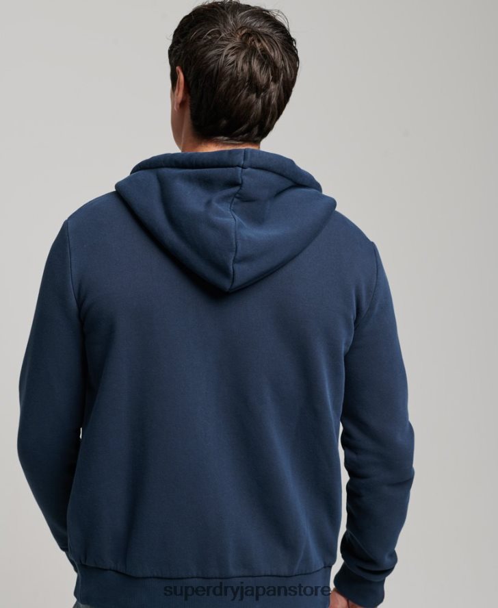 ヴィンテージロゴネオンジップパーカー 男性 Superdry 衣類 海軍 2J62PZ456