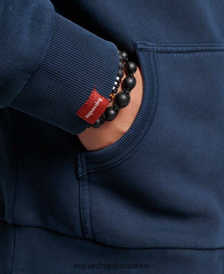 ヴィンテージロゴネオンジップパーカー 男性 Superdry 衣類 海軍 2J62PZ456