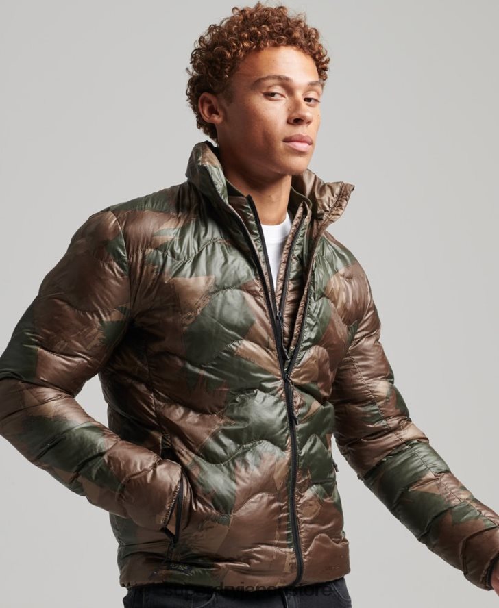 ショートキルティングライトパファージャケット 男性 Superdry 衣類 緑 2J62PZ4574