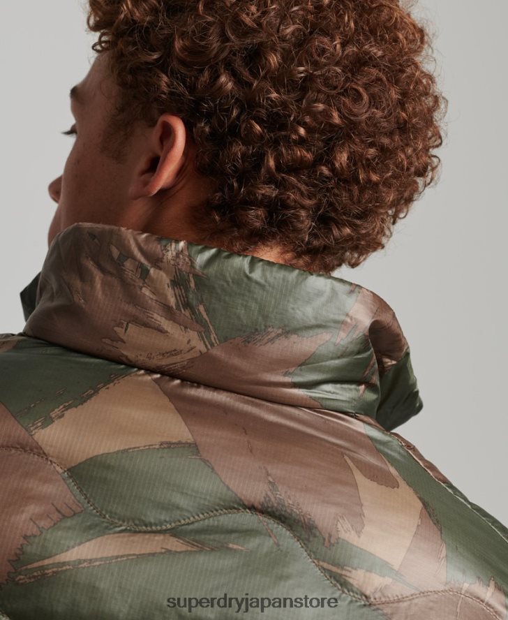ショートキルティングライトパファージャケット 男性 Superdry 衣類 緑 2J62PZ4574