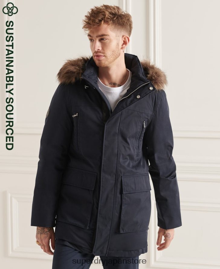 スタジオエベレストダウンパーカーコート 男性 Superdry 衣類 海軍 2J62PZ4578