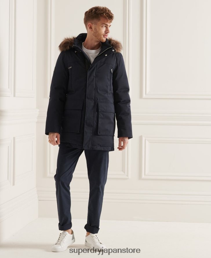 スタジオエベレストダウンパーカーコート 男性 Superdry 衣類 海軍 2J62PZ4578