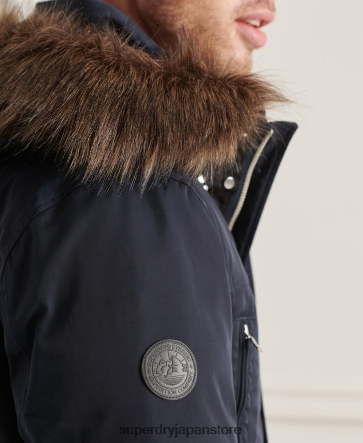 スタジオエベレストダウンパーカーコート 男性 Superdry 衣類 海軍 2J62PZ4578