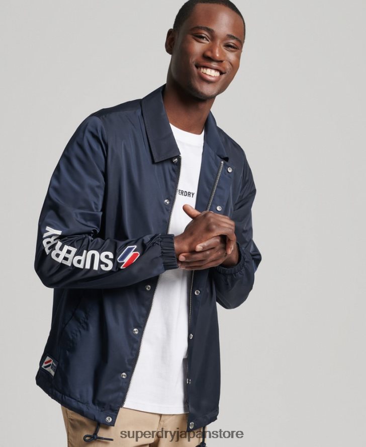 コードエッセンシャルコーチジャケット 男性 Superdry 衣類 海軍 2J62PZ4580