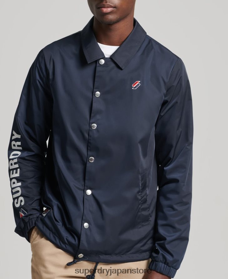 コードエッセンシャルコーチジャケット 男性 Superdry 衣類 海軍 2J62PZ4580