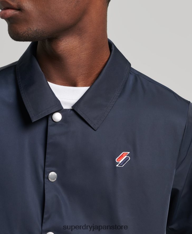 コードエッセンシャルコーチジャケット 男性 Superdry 衣類 海軍 2J62PZ4580