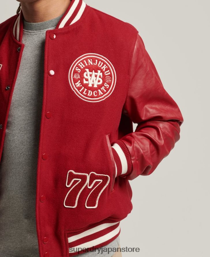 ヴィンテージ バーシティ パッチ ジャケット 男性 Superdry 衣類 赤 2J62PZ4582