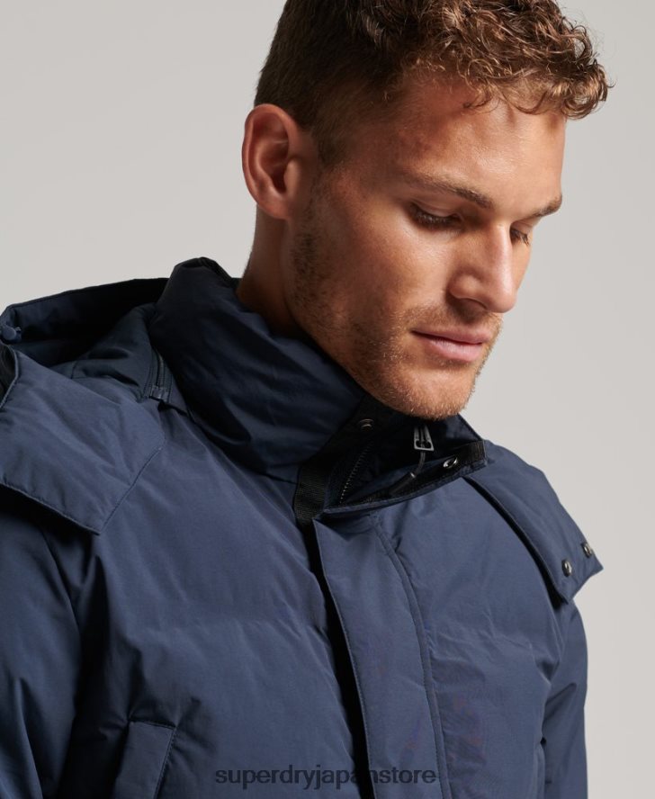 はえ縄フグコート 男性 Superdry 衣類 海軍 2J62PZ4583