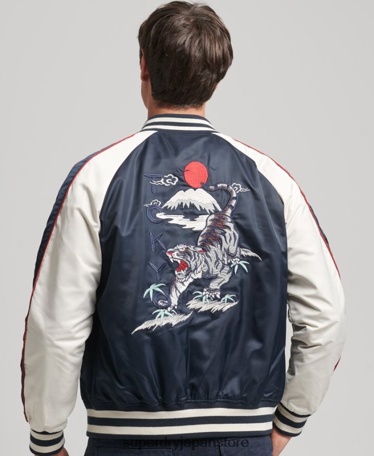 ヴィンテージスカジャンボンバージャケット 男性 Superdry 衣類 海軍 2J62PZ4585