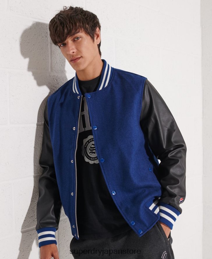 ウール スタジャン 男性 Superdry 衣類 海軍 2J62PZ4586
