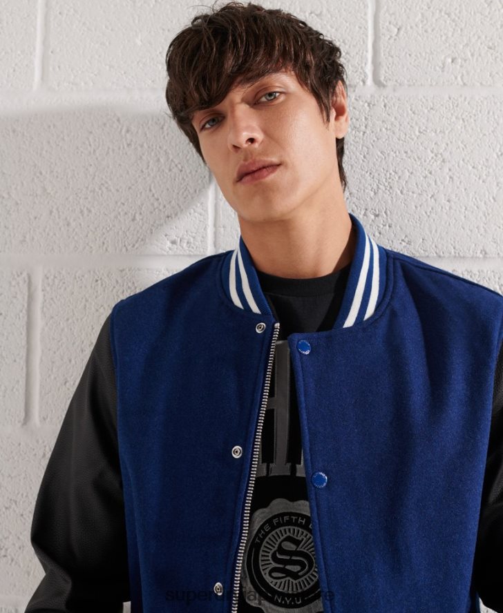 ウール スタジャン 男性 Superdry 衣類 海軍 2J62PZ4586