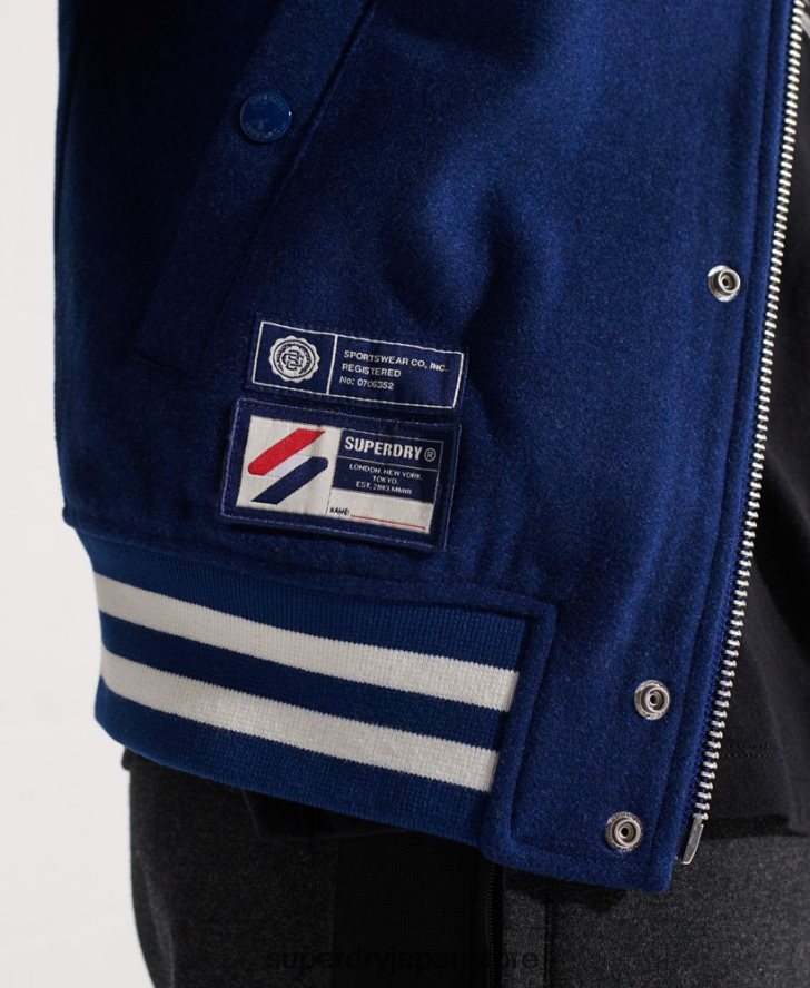 ウール スタジャン 男性 Superdry 衣類 海軍 2J62PZ4586