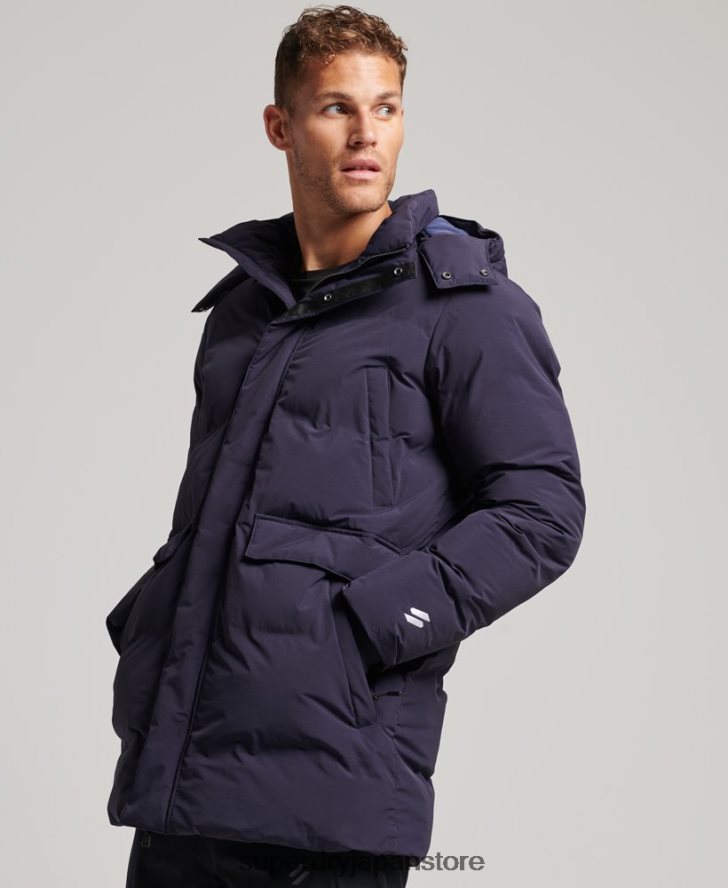 ボクシーなダウンコート 男性 Superdry 衣類 海軍 2J62PZ4589